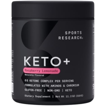 Sports Research Keto Plus Exogenous Ketones with goBHB - 30 Servings | Keto Electrolyte Powder for Hydration, Energy, Focus & Ketosis | Keto Certified, Vegan Friendly (Raspberry Lemonade)